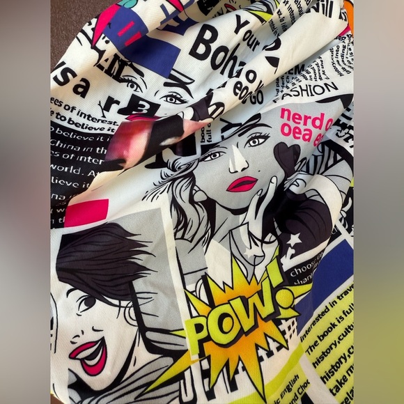 Comic Print Colorblock Puff Sleeve Dress XL - Picture 6 of 10